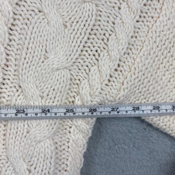 Love Tree Women's Cropped Cowl Neck Cable Knit Sweater Oversized Fit Cream L - Picture 4 of 9